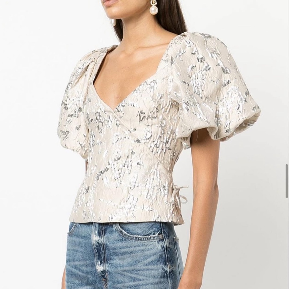 Jonathan Simkhai - Taylor Metallic Wrap Top Size 2